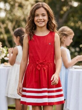 Sergeant major girls sleeveless a line red dress size 10y old